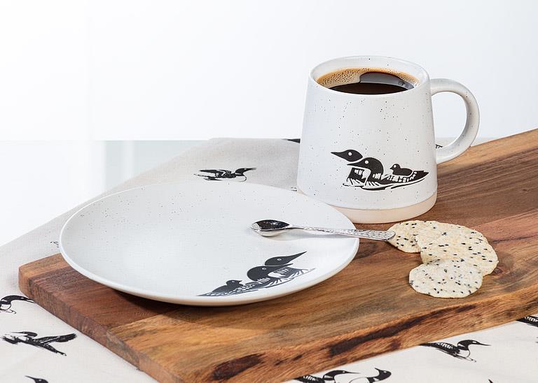 Wide Base Mug w/Loons-3.5"H(14oz)