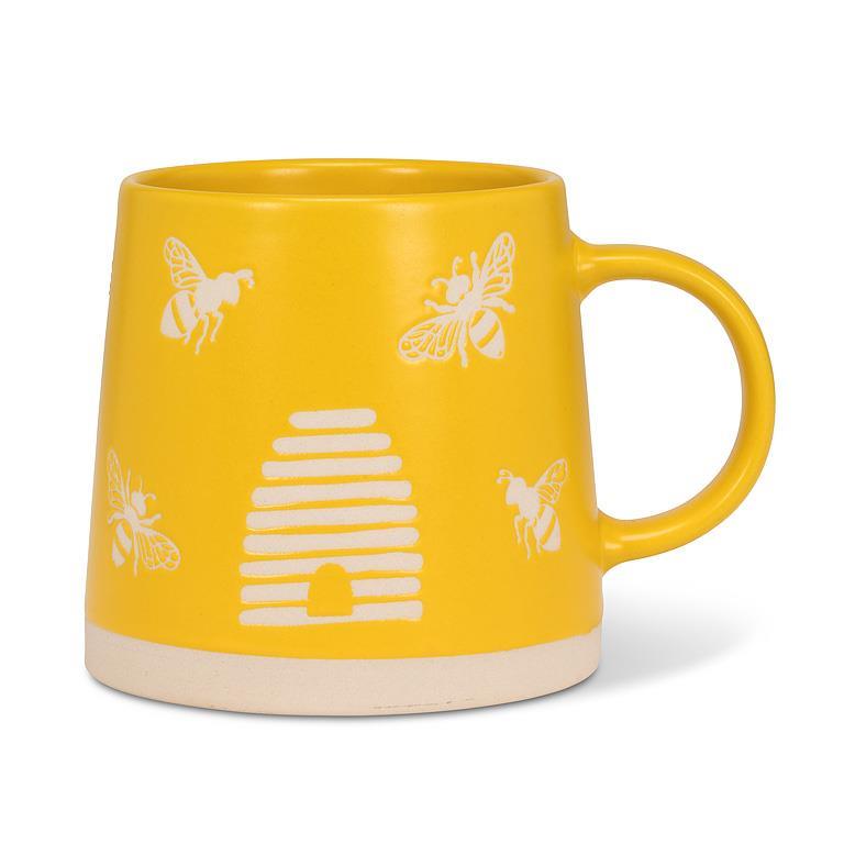 Wide Base Mug w/Bees-Ylw-3.5"H(14oz)