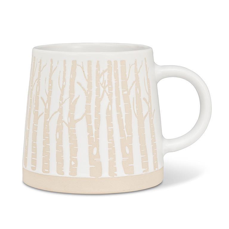 Wide Base Mug w/Birch Trees-3.5"H(14oz)