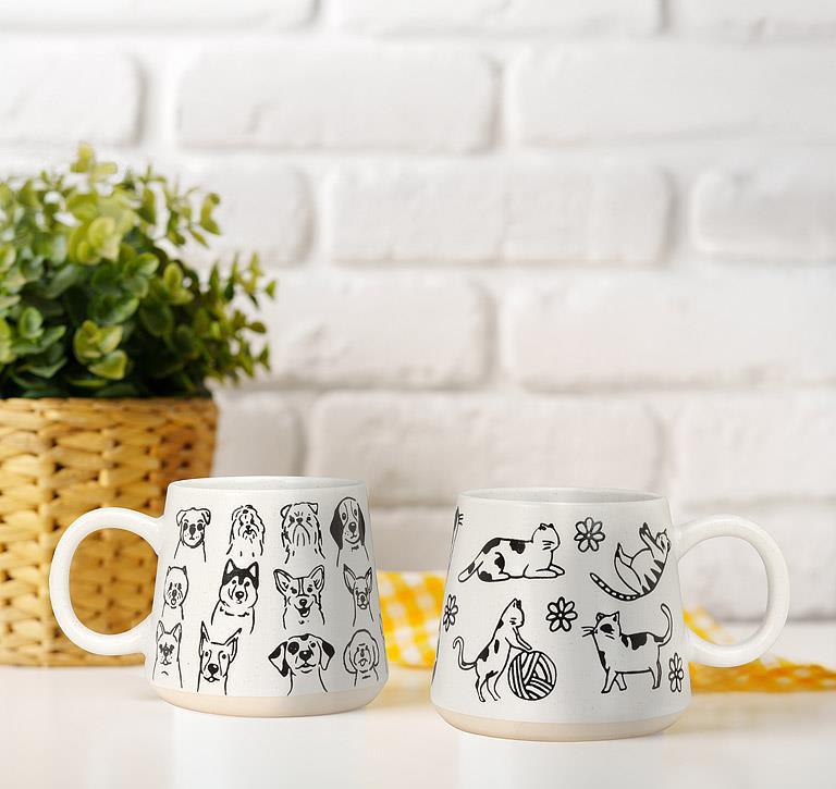 Oversized Mug w/Dogs-4"H(17oz)