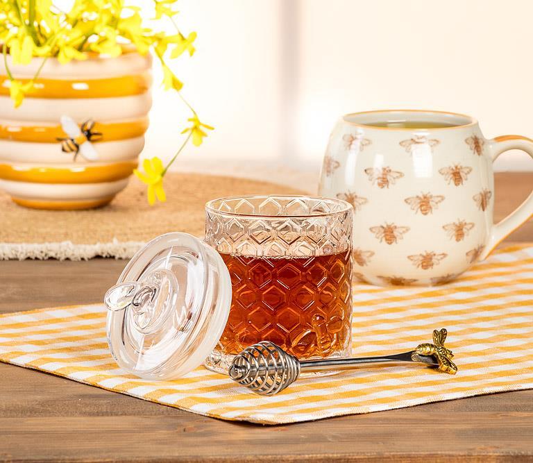 Honeycomb Jar w/Bee on Sealed Lid-5