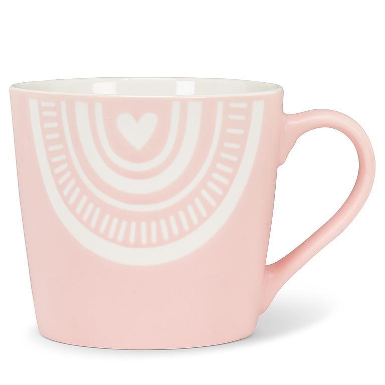 Boho Arch w/Heart Mug-Pnk-3.5"H(13oz)