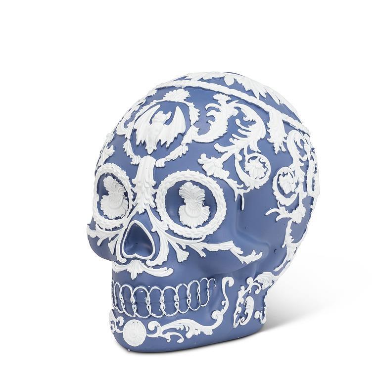 Embossed Scroll Skull-Blue-5.5