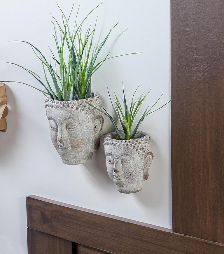 Lg Buddha Head Wall Planter-6