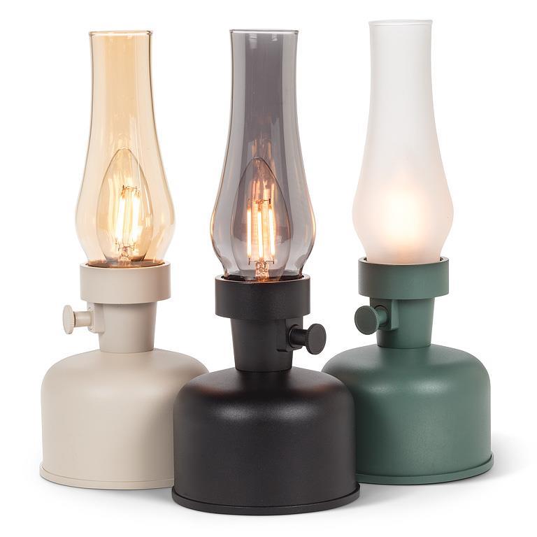 Lantern LED Lamp w/Lustre Chimney-Blk-10.5