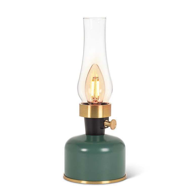 Lantern LED Lamp w/Chimney-Green-10.5