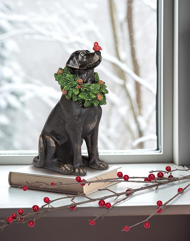 Holiday Labrador w/Wreath & Cardinal-8