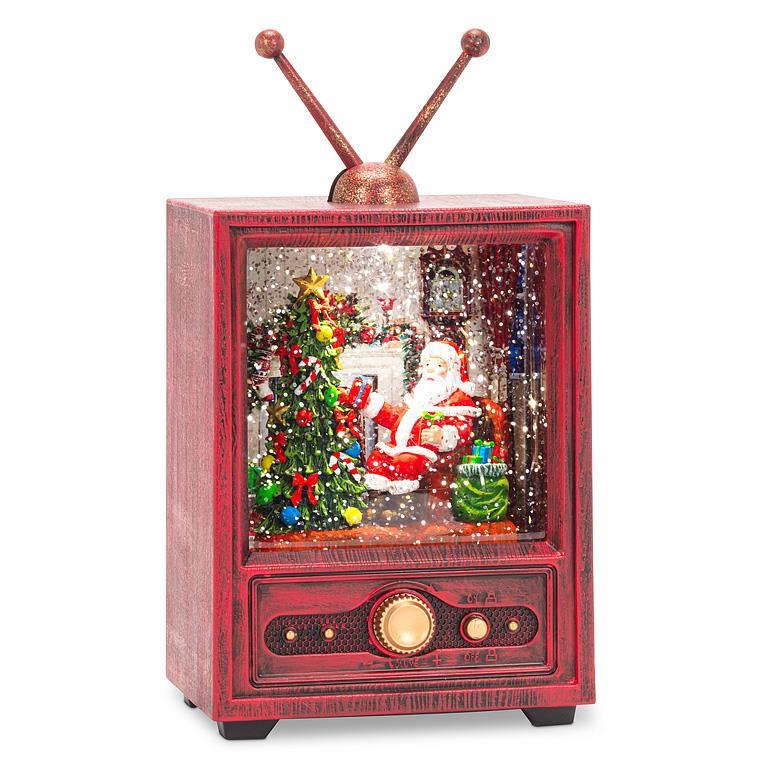 Santa in TV w/Music Glitter LED Lantern-9 H