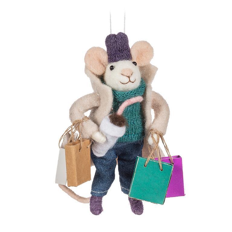 Shopping Mouse Ornament-Ivory-5.5