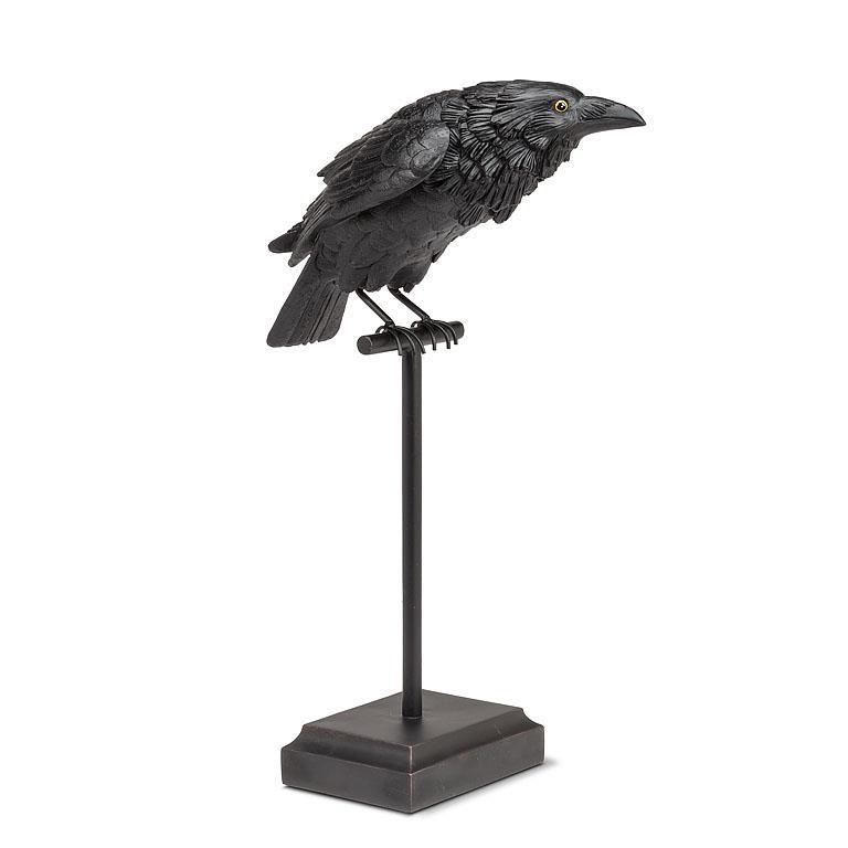 Lg Crow on Perch-Blk-18