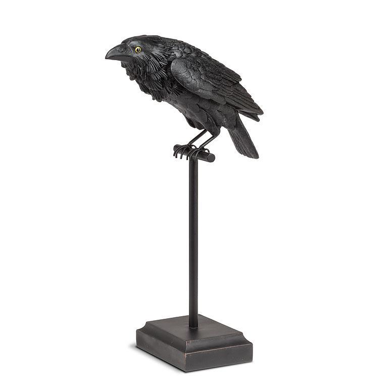 Lg Crow on Perch-Blk-18