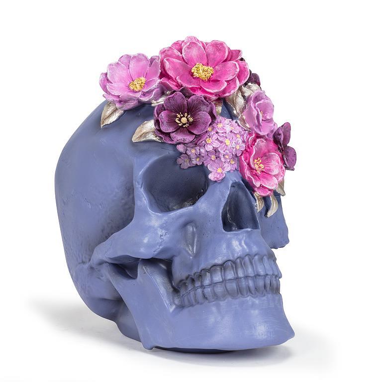 Lg Skull w/Pnk Flowers-Pur-10.5