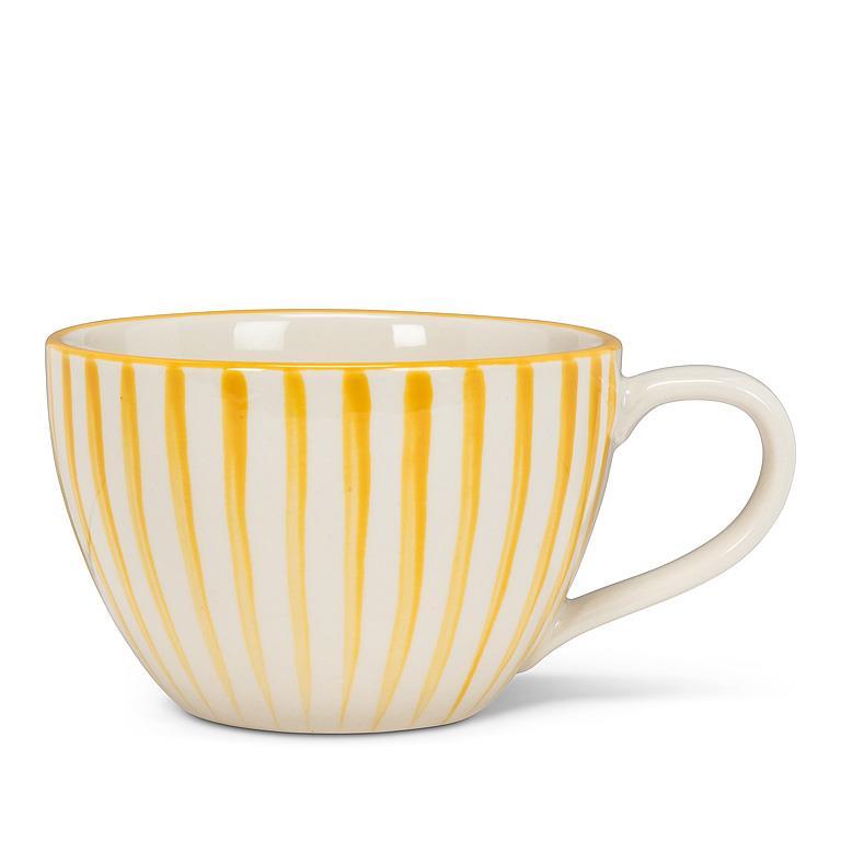 Cabana Stripe Wide Mug-Yellow-3"H(12oz)