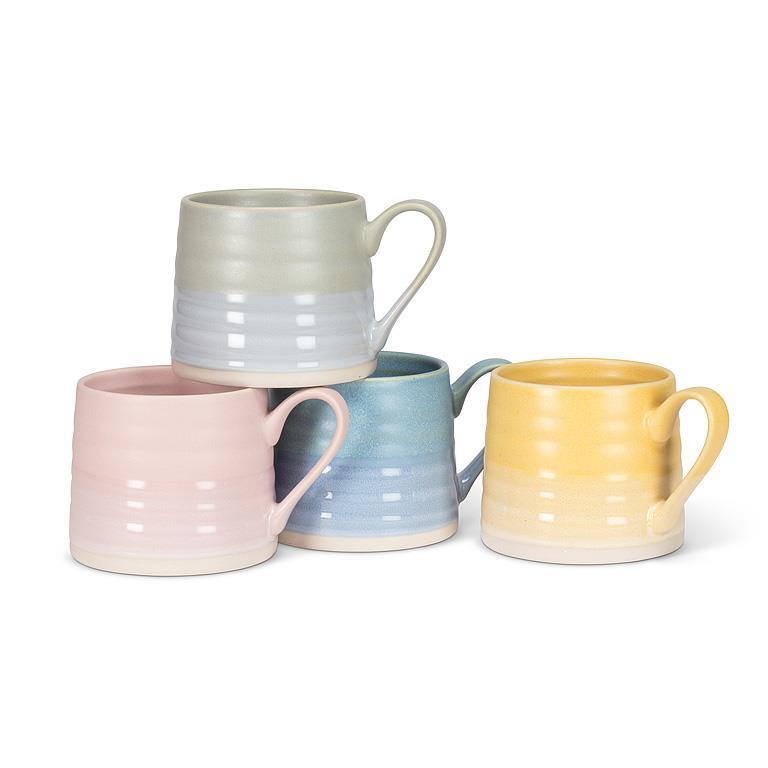 4 oz ceramic coffee mug Hues & Brews 4 Piece 6 Oz. Mineral Yellow Textured Tea Mug Set main image 0