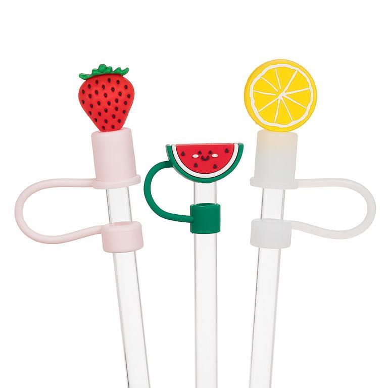 S/3 Jumbo Straws w/Fruit Caps-3Asst-13