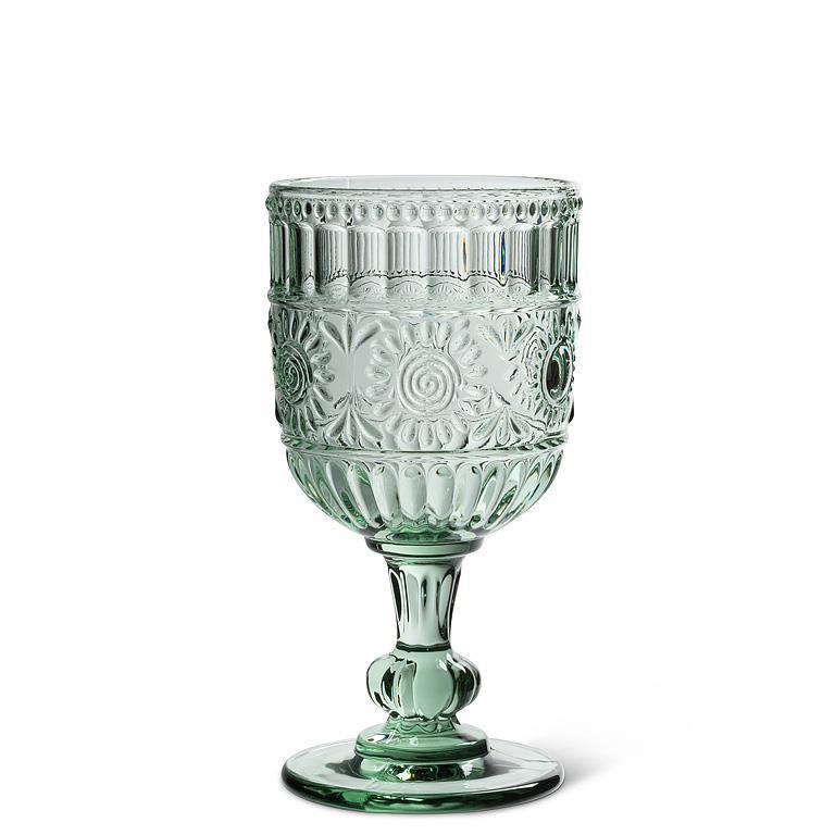 Sunflower Wine Glass-Lt Green-6.5"H(14oz)