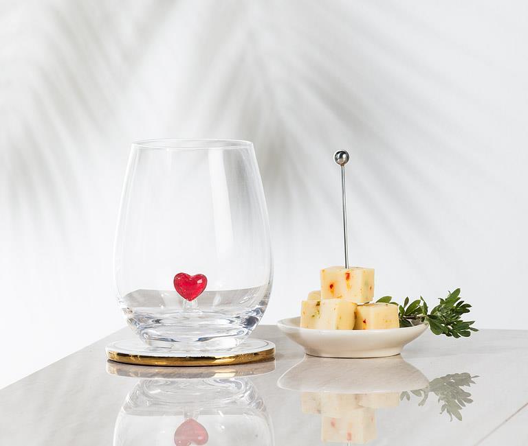 Heart Icon Stemless Wine Glass-4.5"H(20oz)