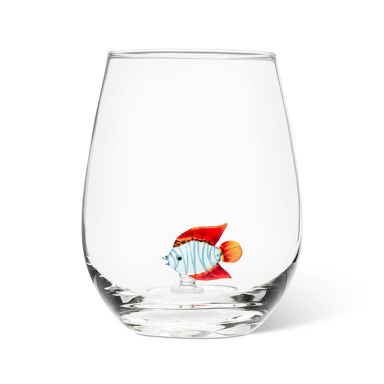 Fish Icon Stemless Wine Glass-4.5"H(20oz)
