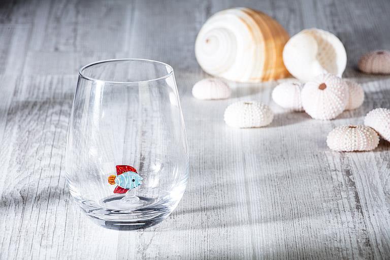 Fish Icon Stemless Wine Glass-4.5"H(20oz)