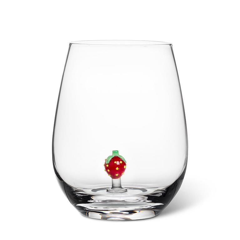 Strawberry Icon Stemless Wine Glass-4.5"H(20oz)