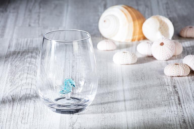 Seahorse Icon Stemless Wine Glass-4.5