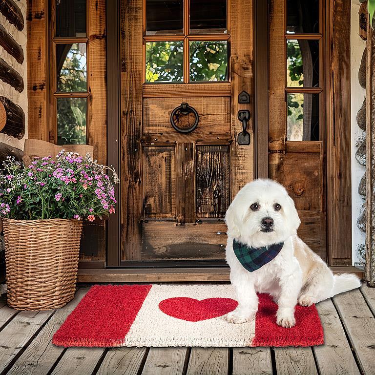 Canadian Flag w/Heart Doormat-18x30