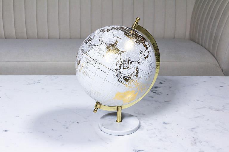 Globe on Stand-White/Gold-11