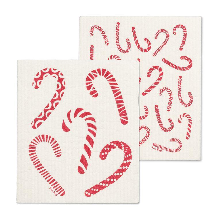 S/2 Candycane Dishcloths-6.5x8