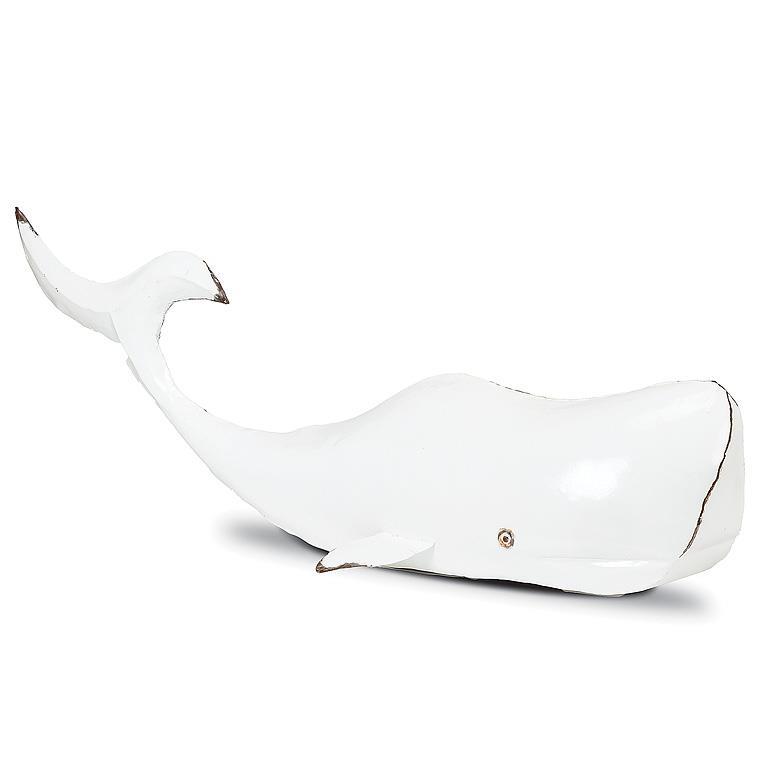 Xlg Whale Decor-Antq Wht-37