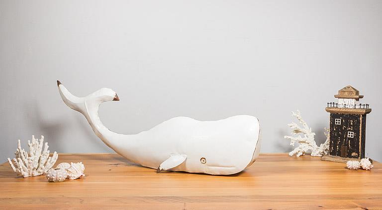Xlg Whale Decor-Antq Wht-37