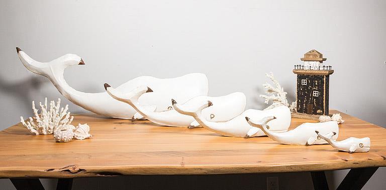 Xlg Whale Decor-Antq Wht-37