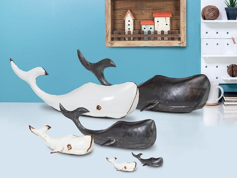 Xlg Whale Decor-Antq Wht-37