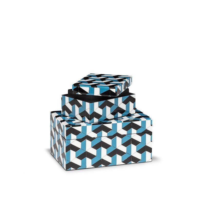 S/2 Rect Mosaic Boxes-Blu-3x4 & 4x6