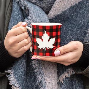 Buffalo Check Leaf Mug-3.5"H(12oz)