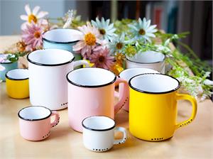 Enamel Look Cappuccino-White-2.5"H(8oz)