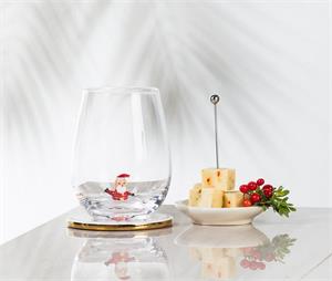 Santa Icon Stemless Wine Glass-4.5"H(20oz)