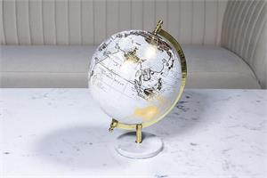 Globe on Stand-White/Gold-11