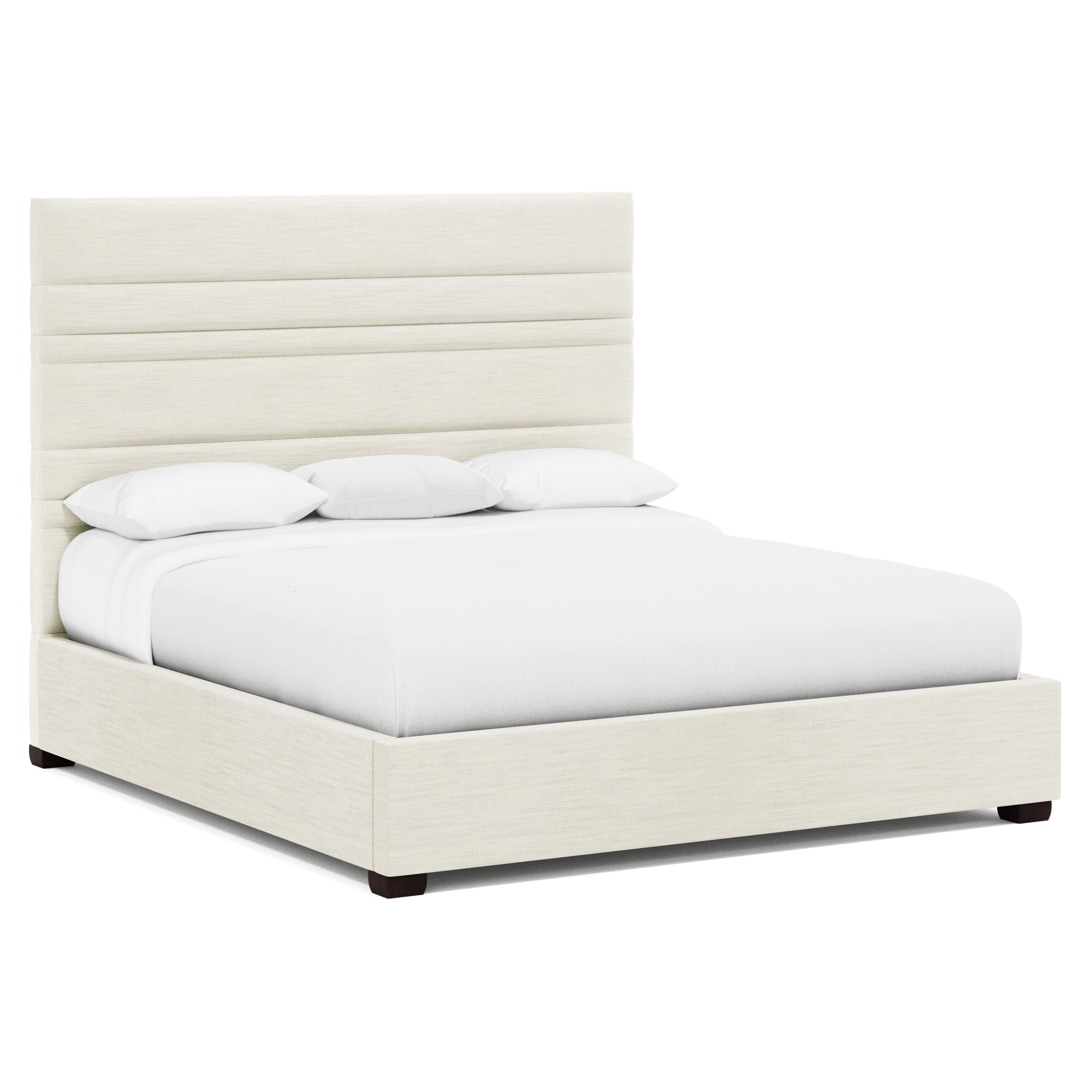 Camaflexi White Mid-Century Panel Bed - Full Size Platform Bed With Slat Foundation