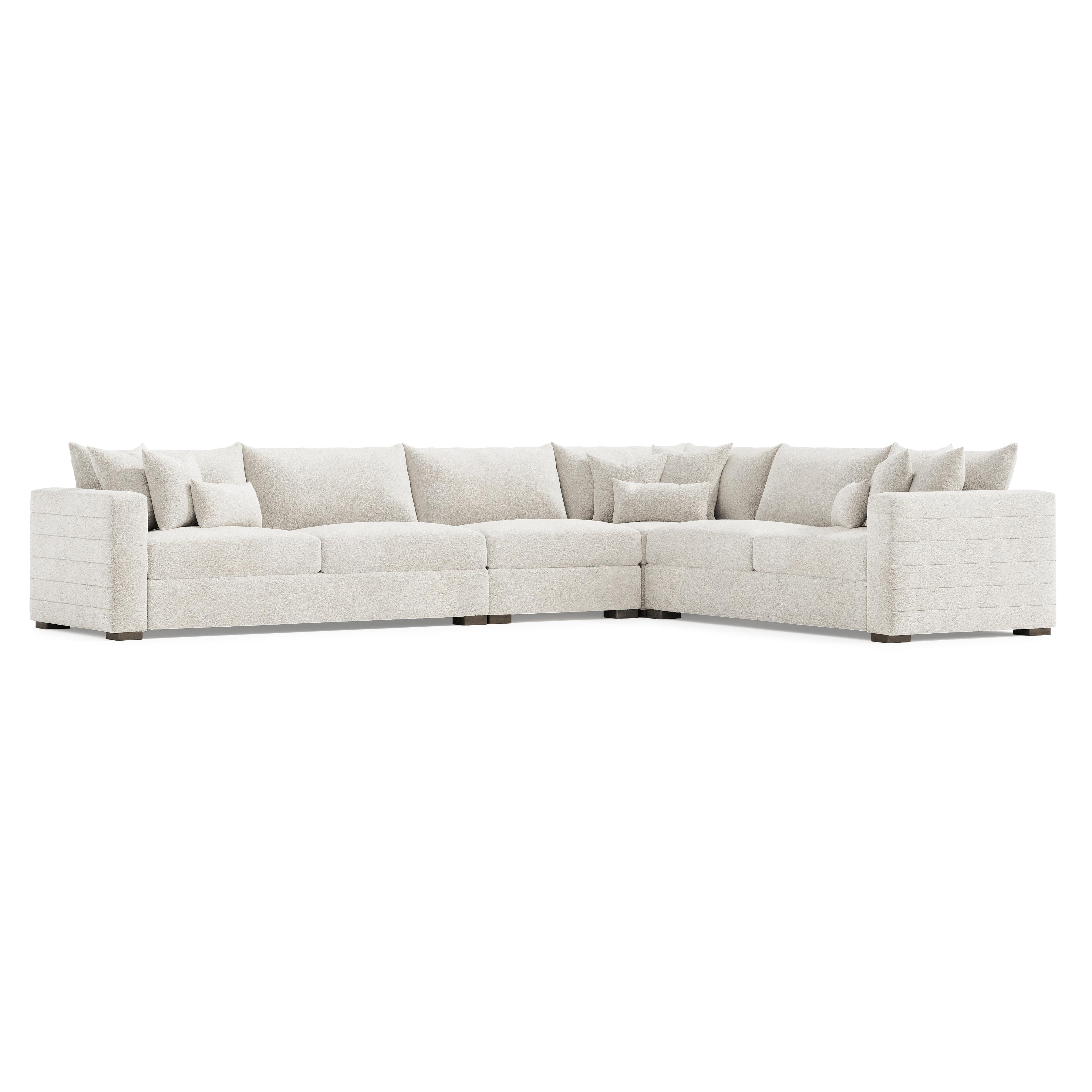 Helena Fabric Sectional Wood Foot