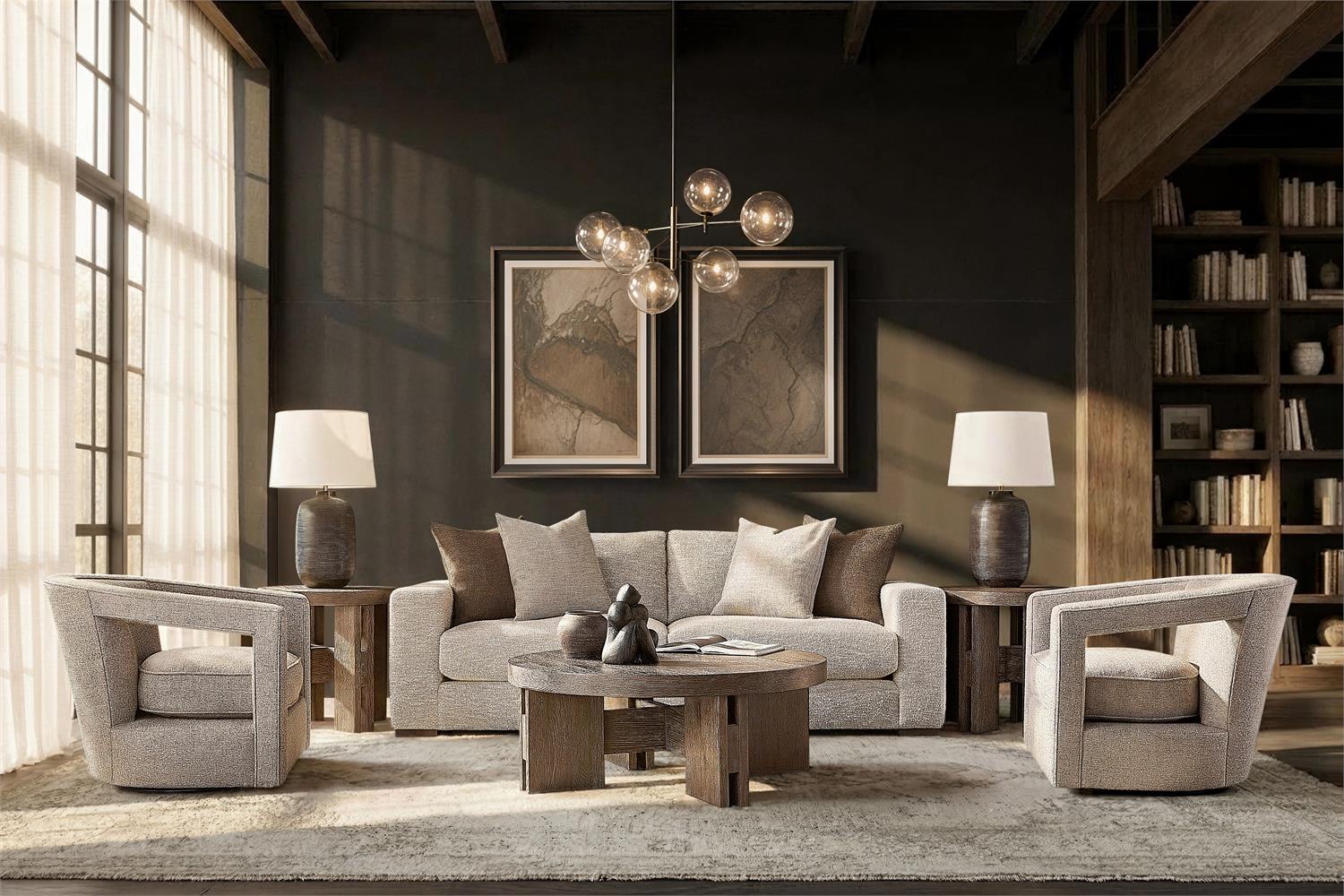 Alana Fabric Swivel Chair Without Nails