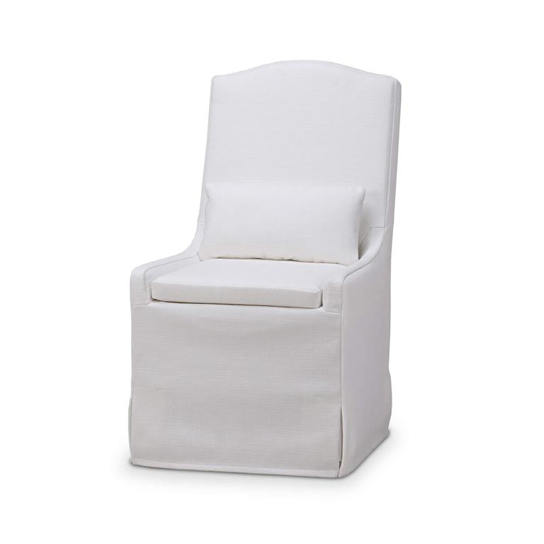 Sierra Slipcovered Dining Chair w/ Castors w/ Arctic White Performance Fabric