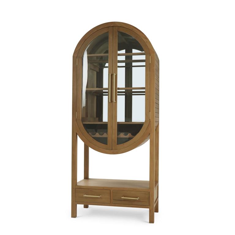 Napa Wine Cabinet w/ Mirrored Back in Antique French Oak