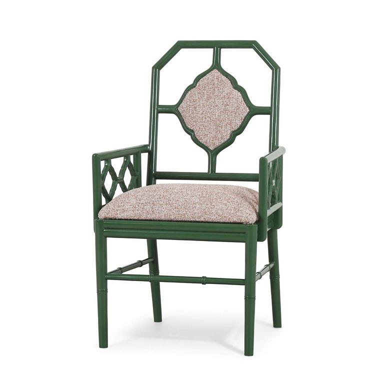 Chinois Dining Armchair w/ Upholstered Back