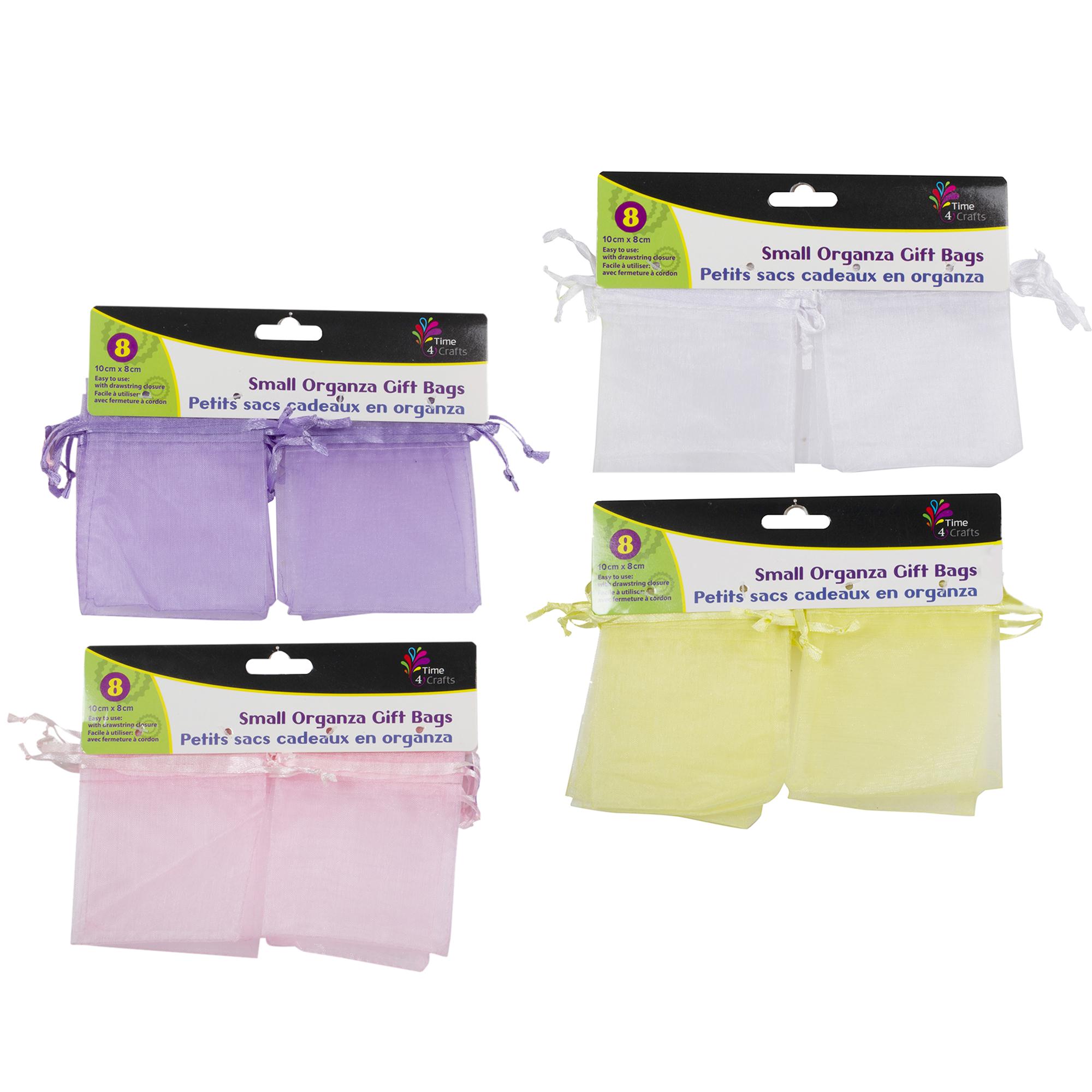 T4C, 8 Pk SM Organza Gift bags 4 Colour Assortment (52592)