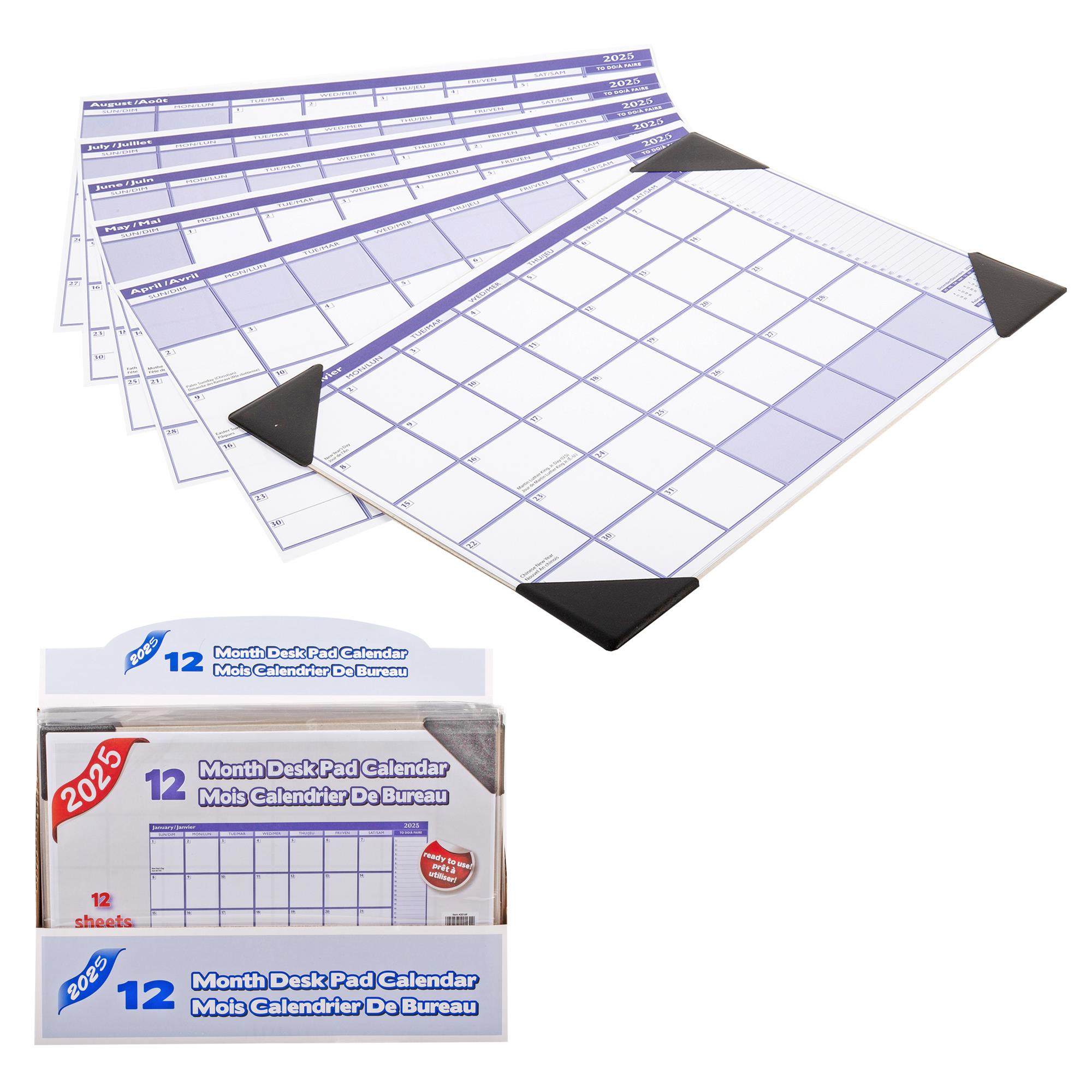 2025 12 Month Desk Pad Calendar, 36/dsp (Bilingual), 10.5"x15"