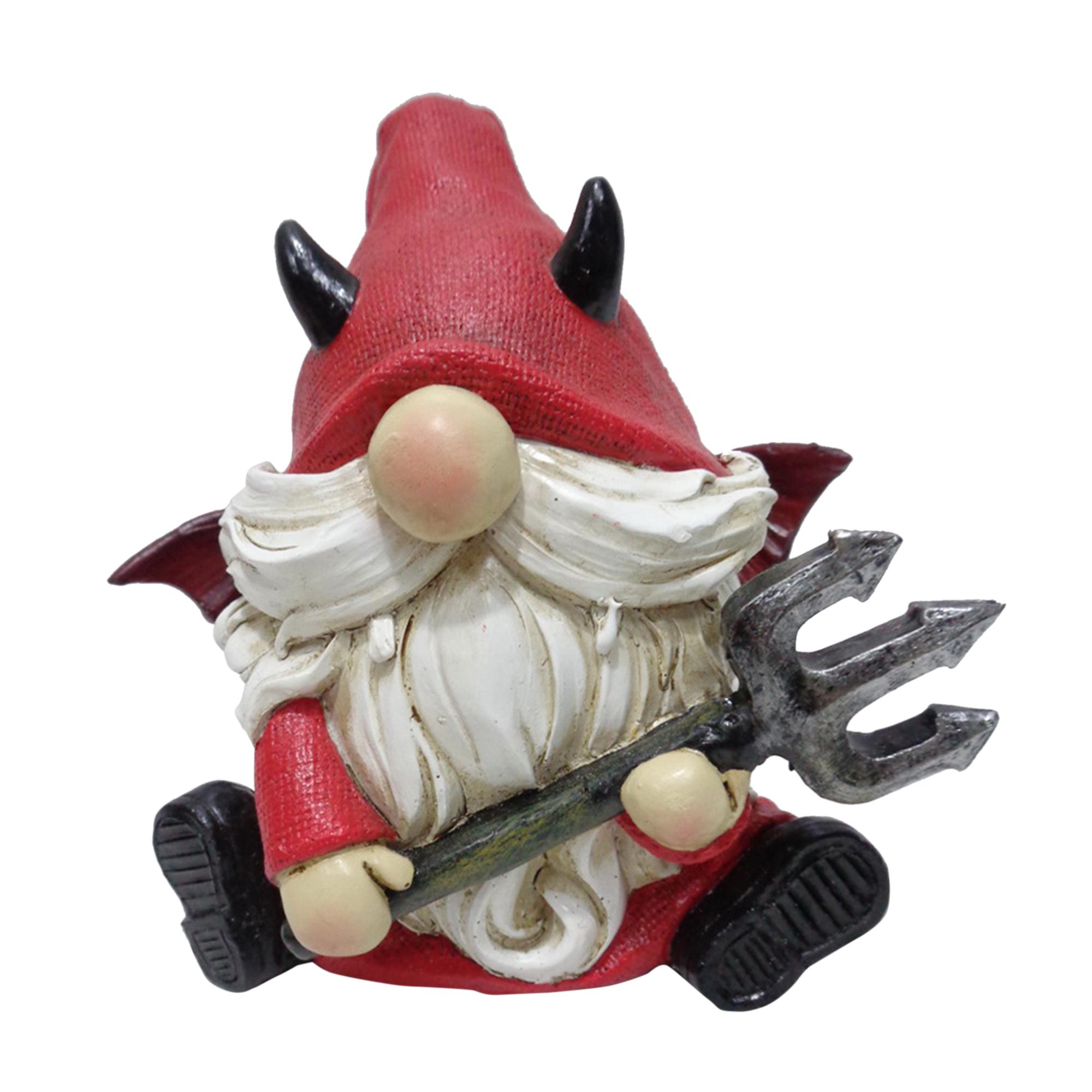 G.Ghouls Polyresin Devil Gnome with Pitchfork Decor, 6.3