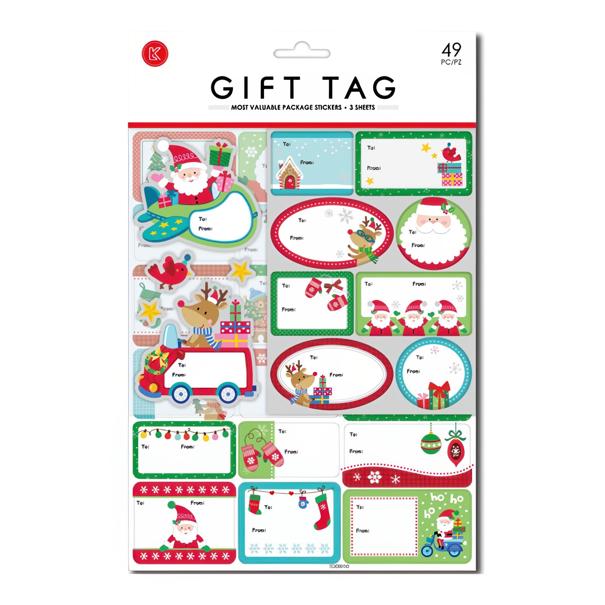 Tag Form Sticker Paper T. Xmas 46pc Gift Tag Stickers w/Foil, pbh