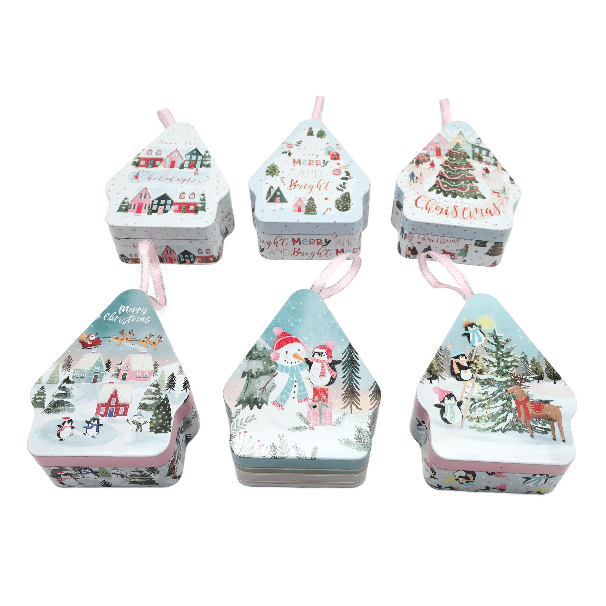 S.Secrets Xmas House Shape Tin Box, 4x3.5