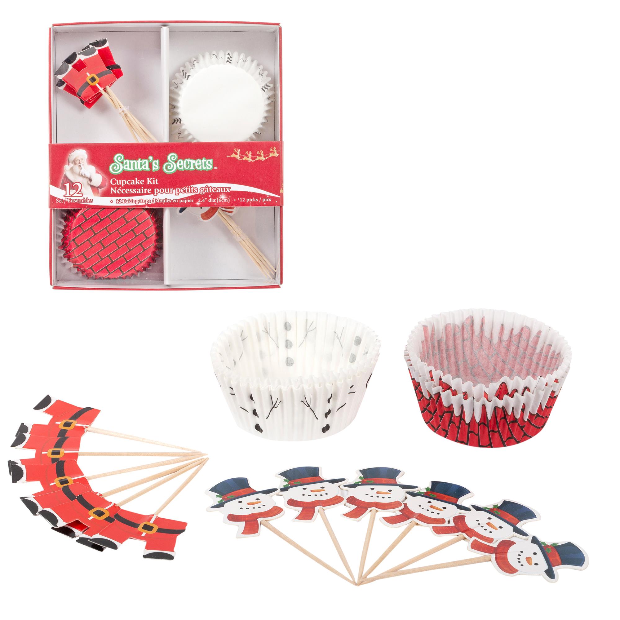 S.Secrets 12pcs Xmas Baking Cups & 12pcs Picks Set, 2asst., window box