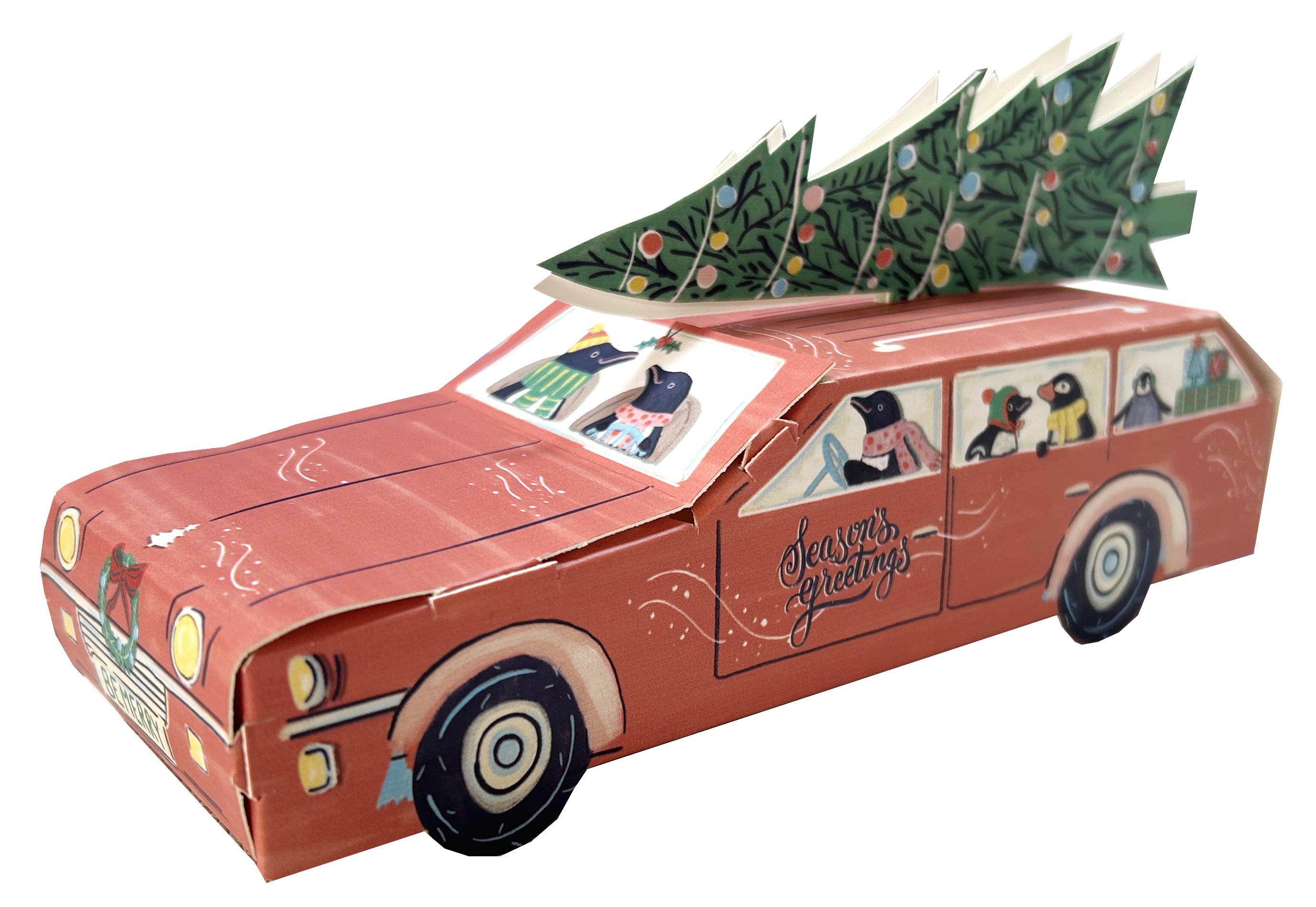 Paper T. 2pc Novelty Xmas Gift Box Station Wagon, opp bag